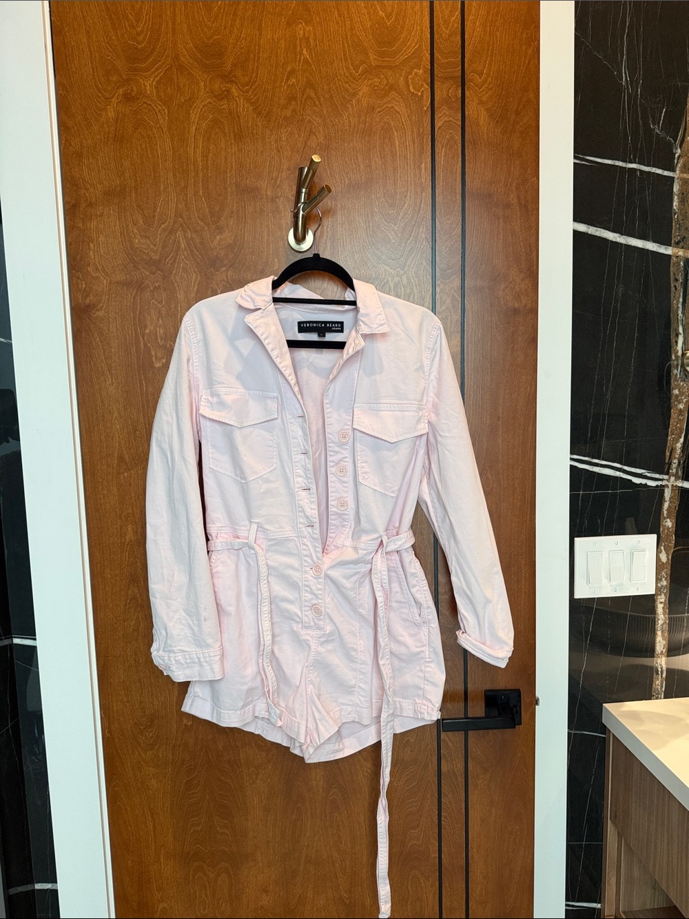 Veronica Beard Light Pink Utility Jumpsuit Romper